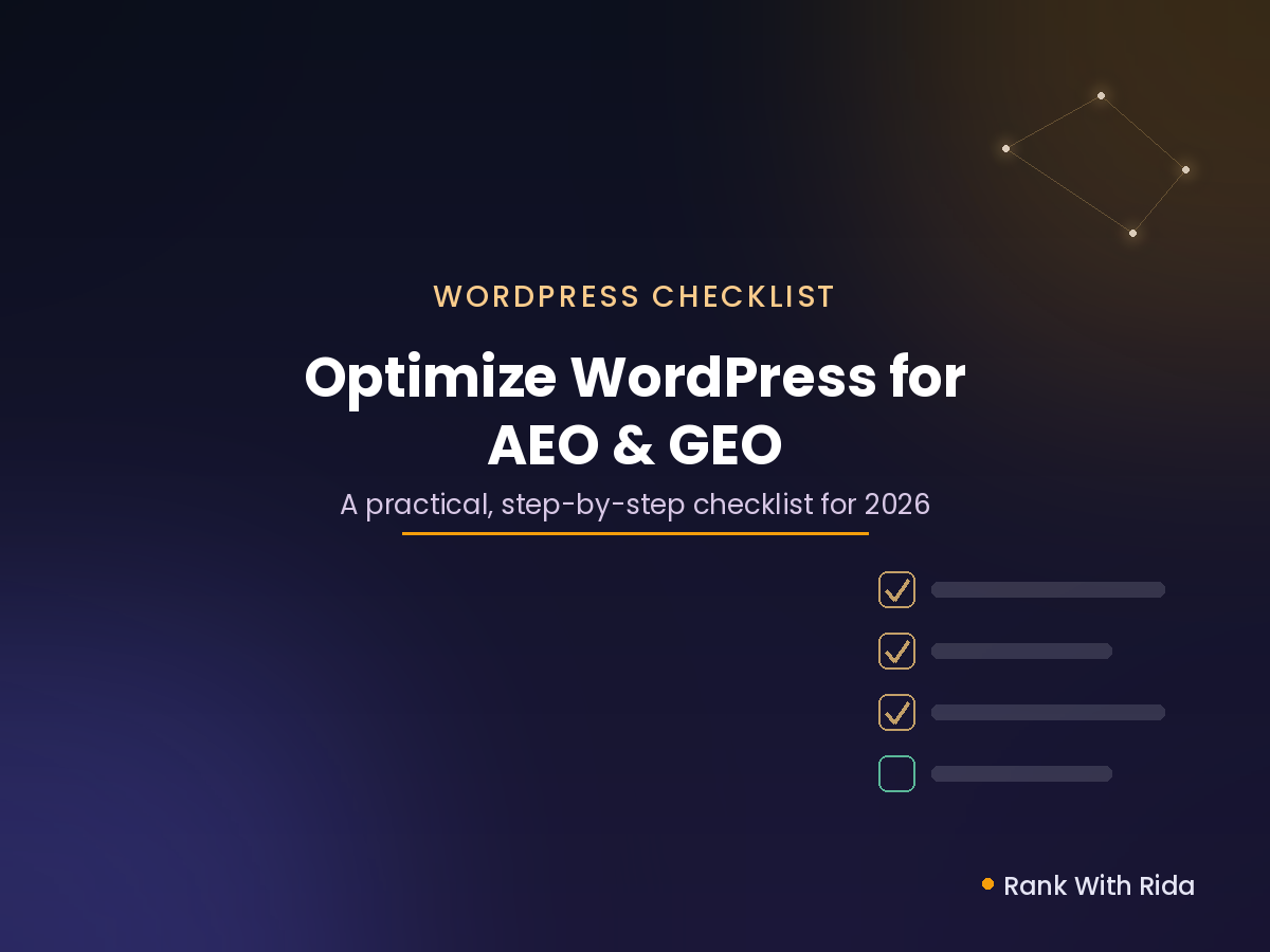 AEO and GEO for WordPress optimization checklist